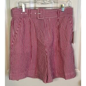 NWT A New Day Pink & White Striped Belted High Rise Shorts - Size Large